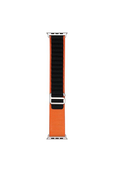 noktaks Apple Watch 42mm Compatible - Cord Straw Cord - Band-74 - Black-Orange - T31541