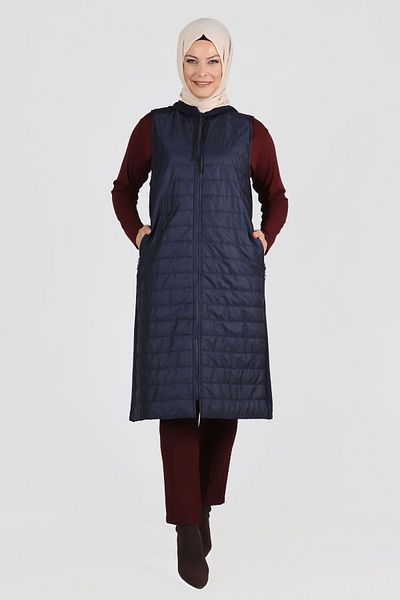 Moda Rosa 24k3001 - Navy Blue - Plus Size Quilted Vest