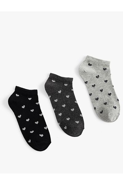 Koton Set de 3 șosete cu inimioare multicolore