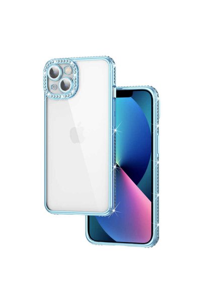 tekno grup iPhone 13 Compatible Camera Protected Stone Zore Mina Case-Blue