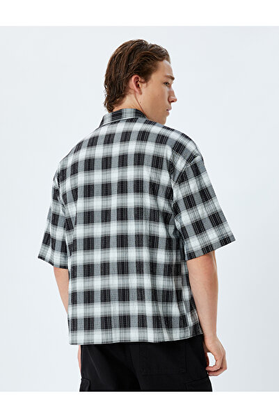 Koton Шарена риза с къс ръкав от смесен памук