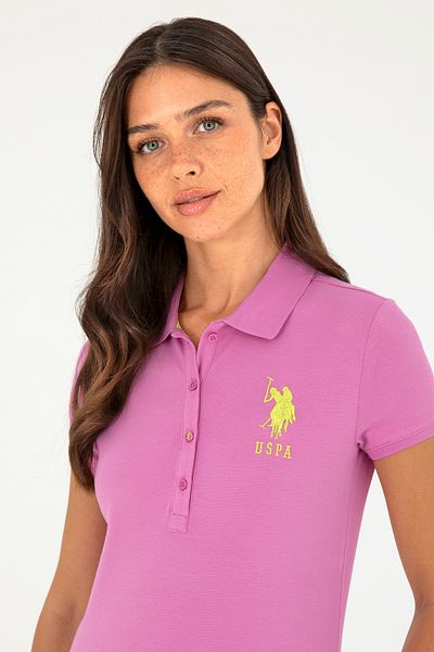 U.S. Polo Assn. Tricou de bază roz pentru damă cu gât polo 50280063 -vr037