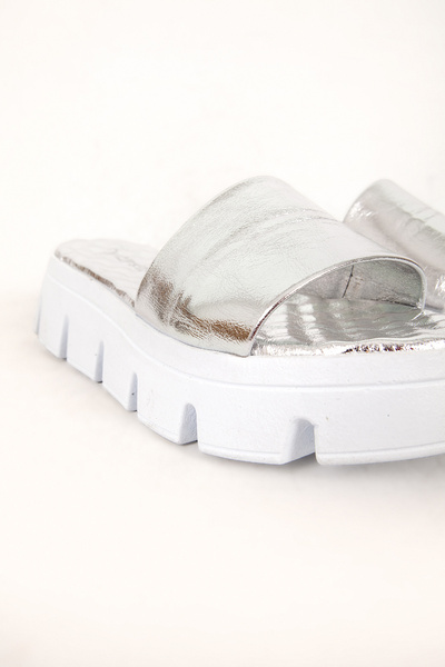 Dericlub Real Leather Women's Slippers - Thick Sole, Banded, Casual Zy 7657 Lame