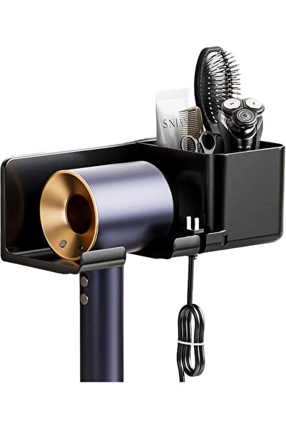 Busstier Wall Mountable Hair Dryer Holder - Practical Bathroom Organizer, Storage Solution
