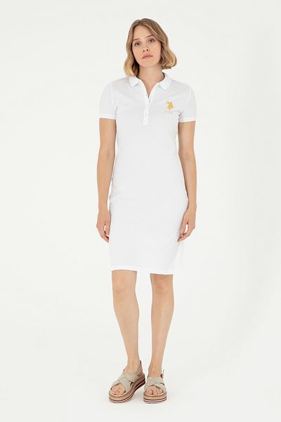 U.S. Polo Assn. Γυναικείο Πλεκτό Φόρεμα Μίνι Μήκους Λευκό Πόλο 50280069-vr013