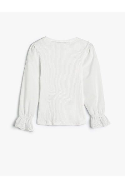 Koton Long Sleeve Round Neck Cuffs Elastic Cotton Basic T-Shirt