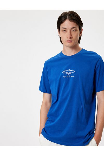 Koton Cotton Short Sleeve Slogan Printed Crew Neck T-Shirt