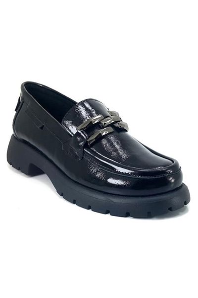 Mammamia D25Ka-3235 Black Patent Leather Loafer Women's Shoes