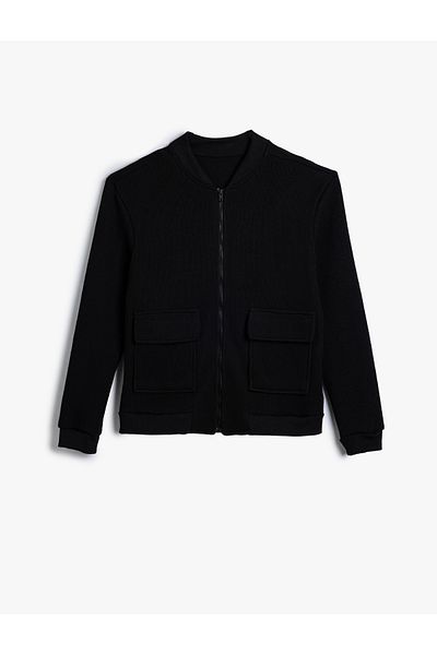 Koton Μπουφάν Oversize Cotton Blend - Λεπτομέρεια τσέπης με φερμουάρ και πτερύγιο