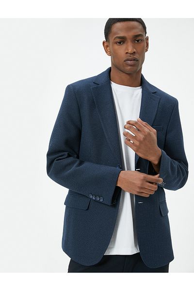 Koton Blejzer Jacket Slim Fit Potah s dvojitou kapsou s detailním zapínáním