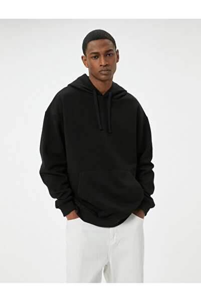 Koton Голям суичър с качулка Основен дълъг ръкав Кенгуру джоб с детайлна качулка