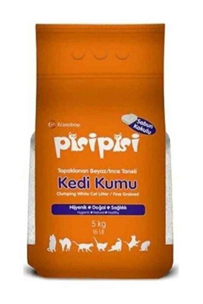 Pisipisi Sabun Kokulu İnce Taneli Topaklanan Kedi Kumu 5 Kg