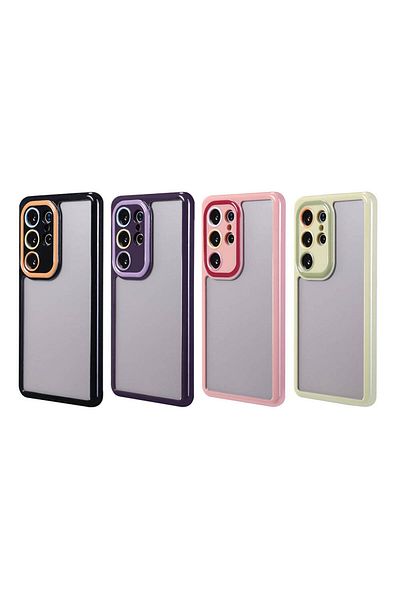 zore حافظة لهاتف Galaxy S23 Ultra مع حماية للكاميرا وحواف ملونة وغطاء بتصميم إطار من Zore Vitamin - أخضر