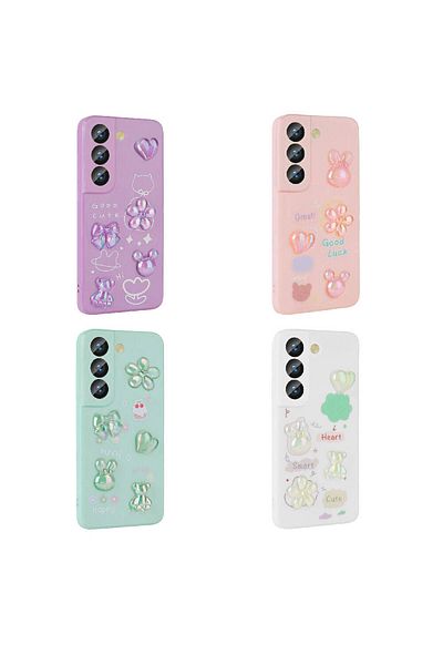 zore Galaxy S21 Fe Compatible Silicone Case with Embossed Figure Shiny Zore Toys-White