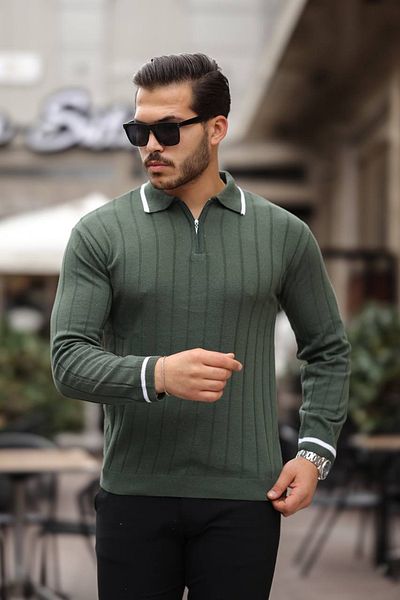Minharir Striped Half Zipper Knitwear Sweater
