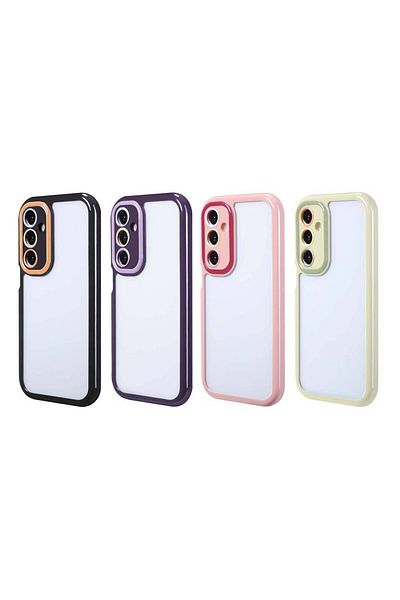 zore حافظة لهاتف Galaxy A25 مع حماية للكاميرا وحافة ملونة وغطاء فيتامين Zore بتصميم إطار - أخضر