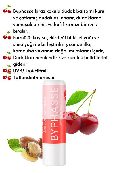 BYPHASSE Cherry Flavored Moisturizing Colored Lip Care Cream 4.8 Gr