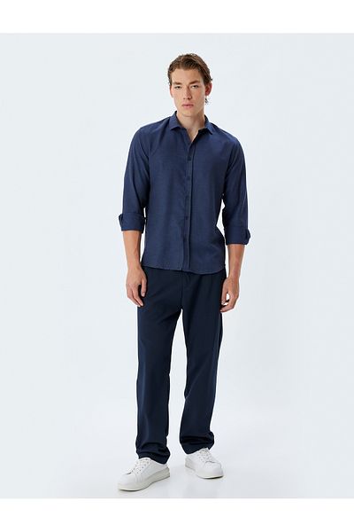 Koton Slim-Fit-Shirt mit langen Ärmeln aus Baumwollmischung