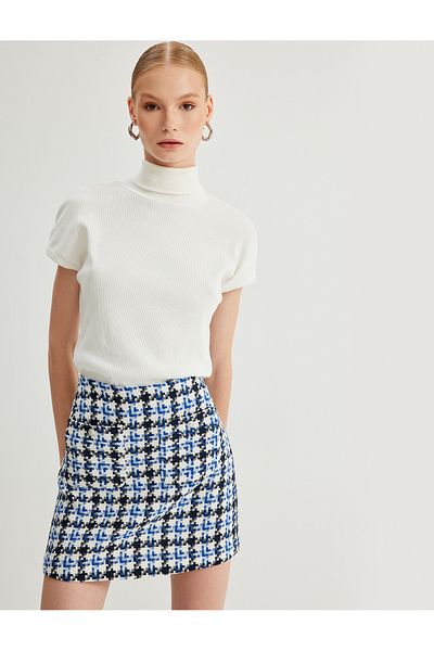 Koton Fusta mini scurtă din tweed cu buzunar dublu