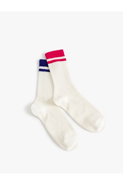 Koton 2 Pack Colorful Tennis Socks - Stripe Detailed