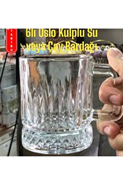 Tabibu Su Bardağı Kulplu Su Bardağı Çay Bardağı 4lü Kristal Model