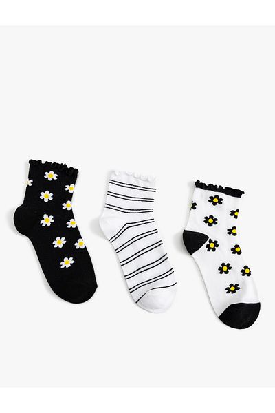 Koton KT - Set de 3 șosete cu model multicolor cu margarete