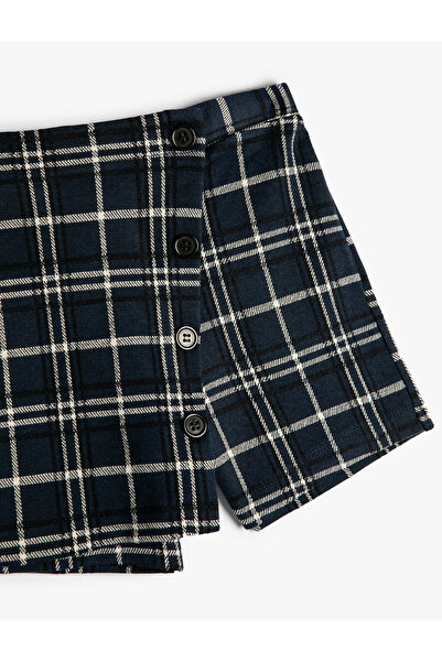 Koton Mini Şort Etek Kruvaze Beli Lastikli Düğmeli