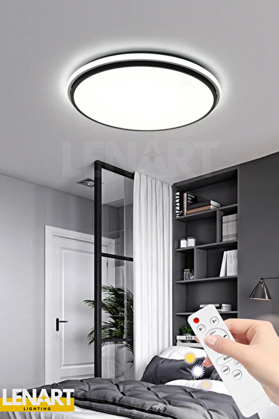 Lenart Lighting Satürn Model Yüksek Aydınlatmalı Yuvarlak Halka 3 Renk Aydınlatmalı Kumandalı Led Tavan Avize
