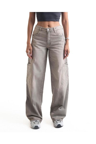 HAİHOLA Horizontal Baggy Jean Pants for Women