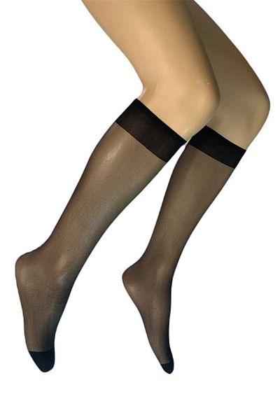 DORE AKSESUAR Shiny Knee-length Women's Socks 15 Denier Black 500