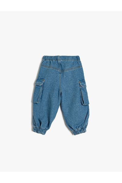 Koton Cotton Jogger Jeans - Relaxed Fit, Elastic Waist, Cargo Pocket