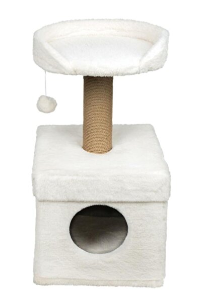 Dubex 39X39X72 cm White Cat Playhouse and Scratching Platform - from Petshop