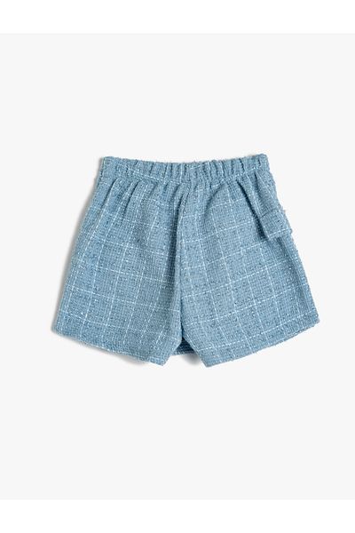 Koton Pantaloni scurți din tweed cu model în carouri - Fusta cu talie elastică