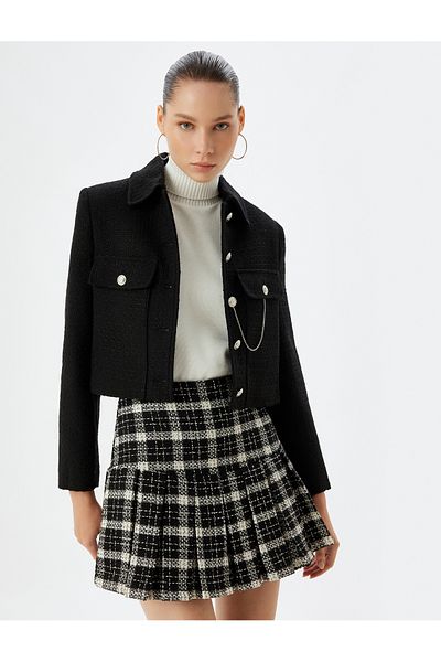 Koton Fusta multicoloră Slim Fit Mini plisată din tweed