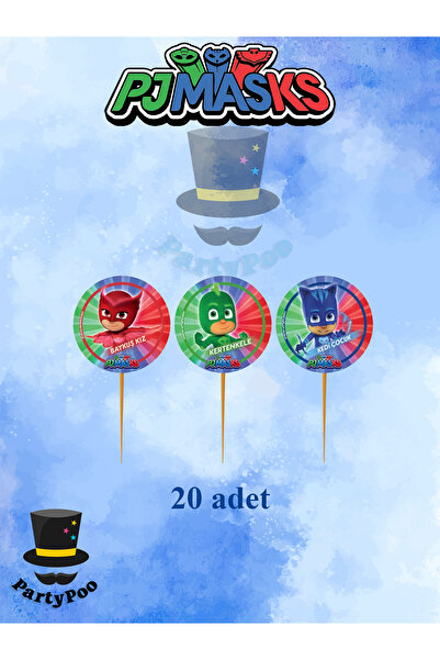 PartyPoo Pijamaskeliler Temalı 20 Adet Kürdan | Doğum Günü Parti Süslemesi Ve...