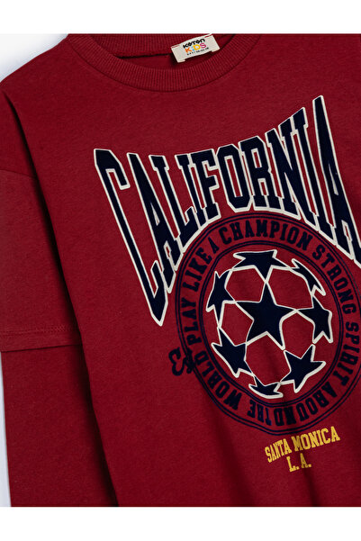 Koton Μακρυμάνικο βαμβακερό μπλουζάκι College Printed Oversize