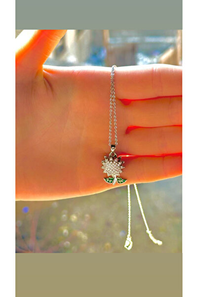 ANGELSS JEWELLERY Zircon Stone Sunflower Silver Necklace (Sunflower Silver Ne...