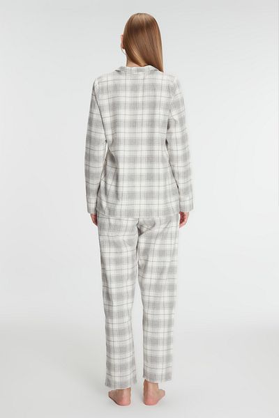 Anıl 11252 Women's Square Patterned Cotton Shirt Pajama Set