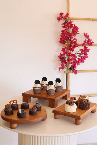 justwood 3 Pieces 25 cm Risus, 17X25 cm Risus, 25X25 cm Tiyos Wooden Breakfast Presentation Serving Plate Set