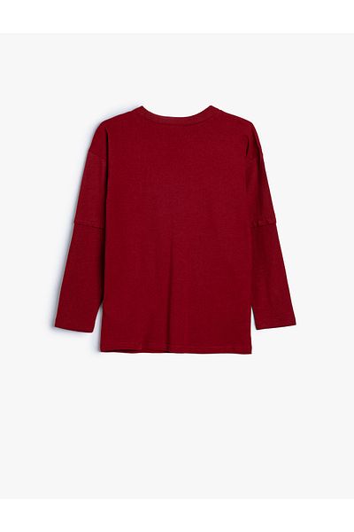 Koton Tricou oversize din bumbac cu mânecă lungă cu imprimeu colegiu
