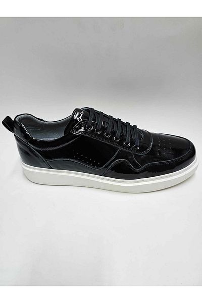 Luis Figo Genuine Leather Large Number (45-46...) Black Lace-Up Patent Leather Casual Light Eva Sole Men's Shoes