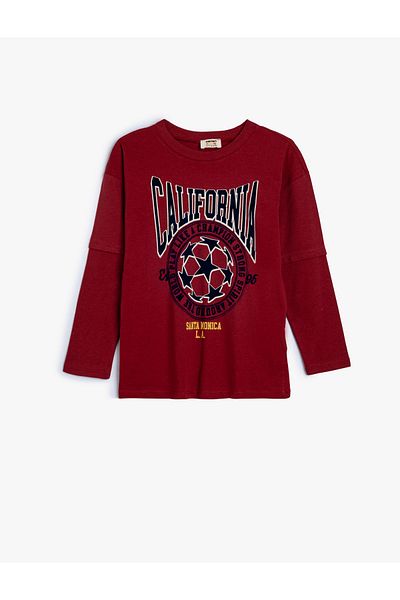 Koton Tricou oversize din bumbac cu mânecă lungă cu imprimeu colegiu