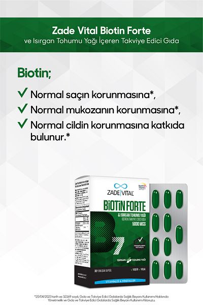 Zade Vital Biotin Forte 5000 Mg 30 Soft Capsules