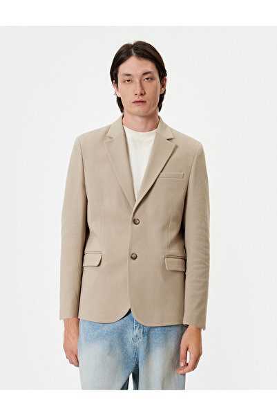 Koton Slim Fit Double Breasted Blazer - Covered Double Pocket Detail
