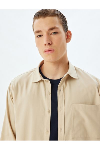 Koton Long Sleeve Cotton Blended Classic Shirt - Pocket Detail