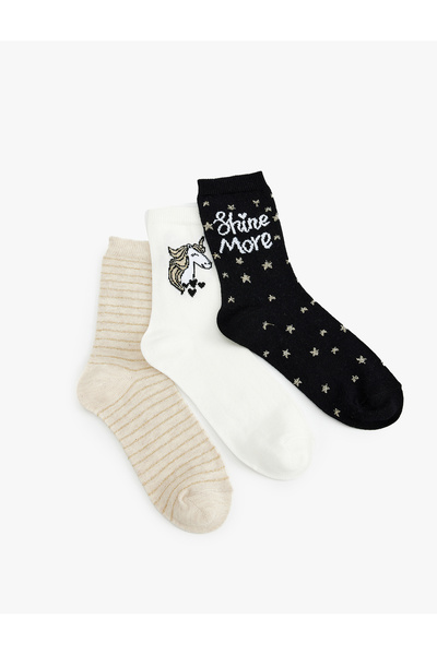 Koton Комплект многоцветни чорапи еднорог от 3 части