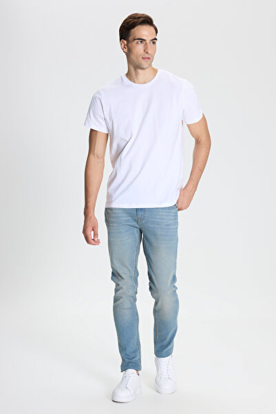 George Henry Cotton Lycra Flexible Slim Fit Slim Fit 5 Pocket Jean Jeans Denim Men's Petrol Blue Trousers