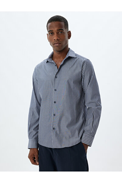 Koton Halber italienischer KragenSlimFit Baumwollhemd - Langarm