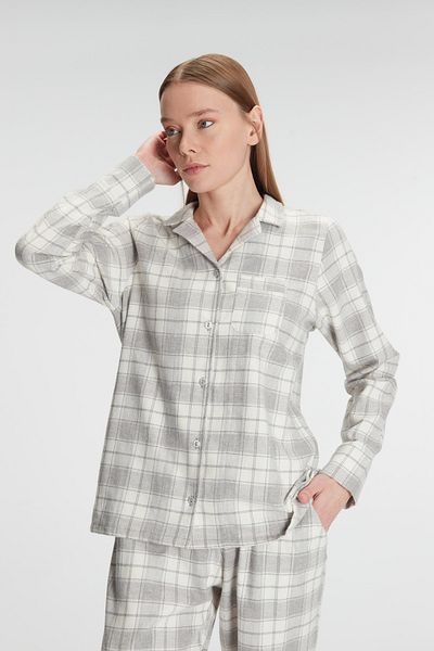 Anıl 11252 Women's Square Patterned Cotton Shirt Pajama Set