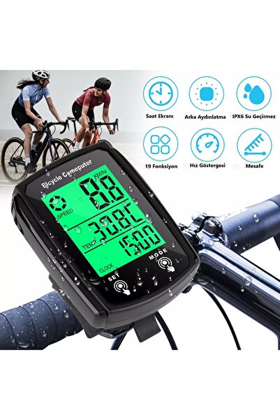 DUHALINE Bisiklet Hız Göstergesi Kilometre Sayacı Su Geçirmez Dijital Bisiklet Yol Bilgisayarı-19 Fonksiyonlu